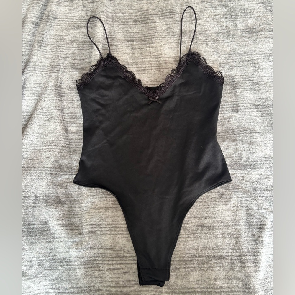 Black Lace Trim Bodysuit